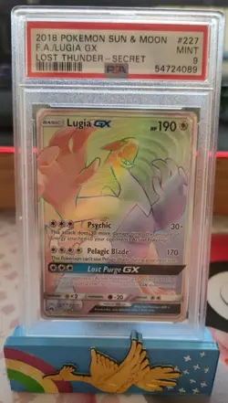 2018 POKEMON SUN & MOON LOST THUNDER SECRET #227 FULL ART/LUGIA GX - PSA 9 - Image 1
