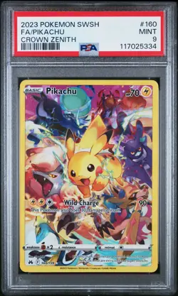 2023 POKEMON SWORD AND SHIELD CROWN ZENITH #160 FA/PIKACHU CROWN ZENITH PSA 9 - Image 1