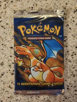 1999 Pokemon TCG Base Set Unlimited Booster Pack | Factory Sealed, Charizard Art - Image 1