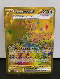Terapagos ex Pokemon Prismatic Evolutions 180/131 Hyper Rare Holo Gold - Image 1