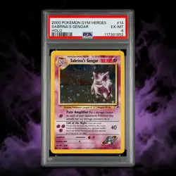 ✨ PSA 6 EX/MINT 🌀 SWIRL ✨ SABRINA'S GENGAR #14 2000 POKEMON GYM HEROES HOLO - Image 1