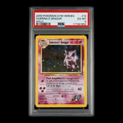 ✨ PSA 6 EX/MINT 🌀 SWIRL ✨ SABRINA'S GENGAR #14 2000 POKEMON GYM HEROES HOLO - Image 3