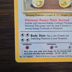 Pokemon Snorlax 11/64 Jungle Holo Rare Unlimited 1999 Basic 90 HP - Image 3
