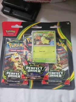 Pokemon TCG Perfect Order 1 Pack Blister Sealed. has 3 foil packs inside - Image 1