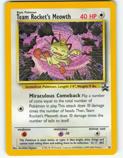 Team Rocket's Meowth - #18 WOTC Black Star Promo - Pokemon TCG - 2000 - Image 1