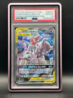 Mewtwo and Mew GX SM191 Holo-Pokemon 2019 SM Black Star Promo- PSA Gem Mint 10 - Image 1