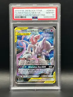 Mewtwo and Mew GX SM191 Holo-Pokemon 2019 SM Black Star Promo- PSA Gem Mint 10 - Image 3