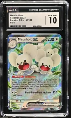 CGC 10 Maushold ex - 155/182 - Pokemon Paradox Rift Ultra Rare Card - gem mint - Image 3