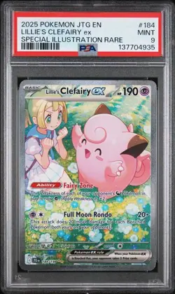2025 POKEMON JTG EN-JOURNEY TOGETHER #184 LILLIE'S CLEFAIRY EX SIR PSA 9 - Image 1