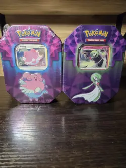 New Sealed Pokemon 2019 Strong Bonds Blissey And Gardevoir Tin Pair! - Image 1