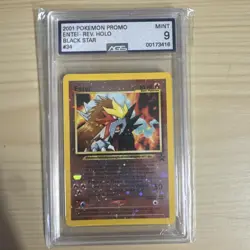 Vintage Pokemon 2001 Entei Black Star Promo Movie Rev.Holo #34 Graded AGS 9 Mint - Image 1