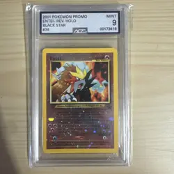 Vintage Pokemon 2001 Entei Black Star Promo Movie Rev.Holo #34 Graded AGS 9 Mint - Image 3