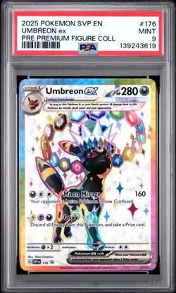 2025 POKEMON PRISMATIC EVOLUTIONS PREMIUM FIGURE COLLECTION UMBREON EX PSA 9 - Image 1