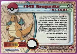 2000 TOPPS CHROME POKEMON T.V. #149 DRAGONITE - Image 3