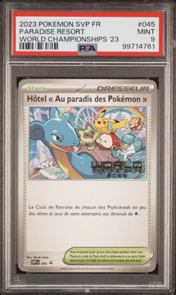 2023 Pokemon FRENCH World Championships Hotel Au paradis des Pokemon 045 PSA 9 - Image 1