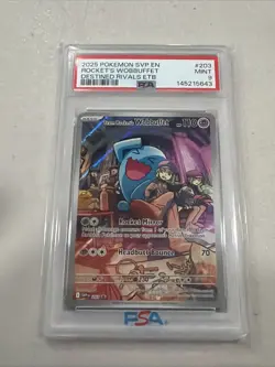 2025 POKEMON SVP EN-SV BLACK STAR PROMO #203 TEAM ROCKET'S WOBBUFFET PSA 9 - Image 1