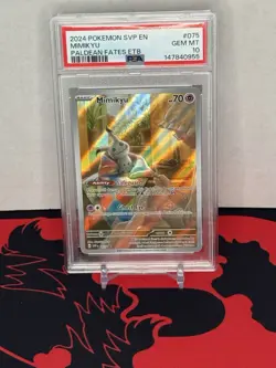 Pokemon 2024 Mimikyu #075 Paldean Fates Elite Trainer Box GEM MINT PSA 10 - Image 1