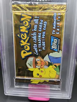 PSA 9 1999 TOPPS POKEMON TV ANIMATION SEALED FOIL PACK SERIES 1 BLUE LOGO - Image 2