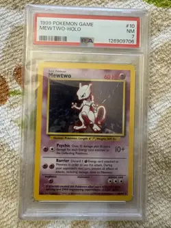1999 POKEMON BASE SET UNLIMITED #10 MEWTWO-HOLO PSA 7 - Image 1