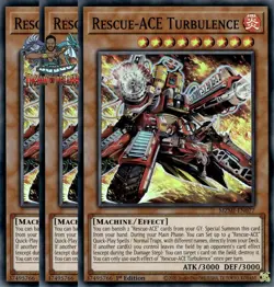 Yugioh! 3x Rescue-ACE Turbulence MZMI-EN077 Super Rare 1st Ed NM - Image 1