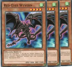 yugioh 3x Red-Eyes Wyvern SR02-EN010 COMMON 1AUFLAGE ENGLISCH - Image 1