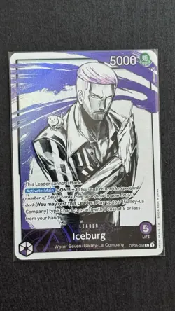 Bandai One Piece Card Game Iceburg Leader OP03-058 Foil 5000 Power - Image 1