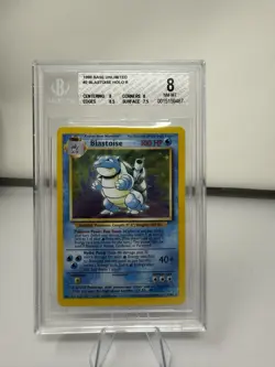 BGS 8 Blastoise #2 Base Set Holo Rare Unlimited Pokemon Game 1999 Mint - Image 1
