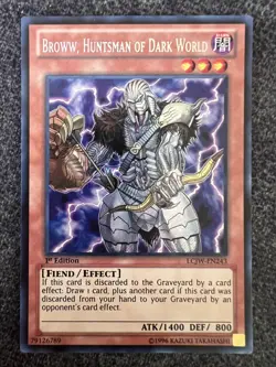 Yugioh Broww, Huntsman of Dark World LCJW-EN243 Secret Rare 1st Edition NM - Image 1