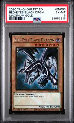 2020 YU-GI-OH! MAXIMUM GOLD 1ST ED #EN003 RED-EYES BLACK DRAGON PSA 6 - Image 1