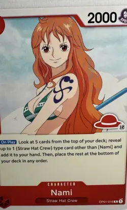 Nami (manga) OP01-016 R, red straw hat logo 12, Artist: Eiichiro Oda, one piece - Image 4