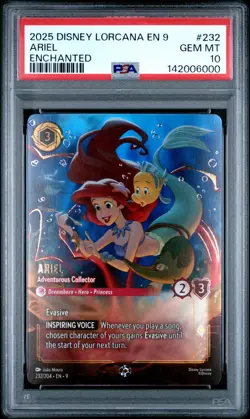 2025 Disney Lorcana EN 9 Ariel Enchanted #232 PSA 10 GEM MINT - Image 1