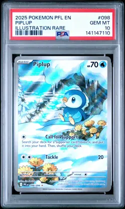 2025 POKEMON PFL EN-PHANTASMAL FLAMES ILLUSTRATION RARE #098 PIPLUP PSA 10 - Image 1