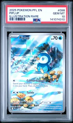 2025 POKEMON PFL EN-PHANTASMAL FLAMES ILLUSTRATION RARE #098 PIPLUP PSA 10 - Image 1