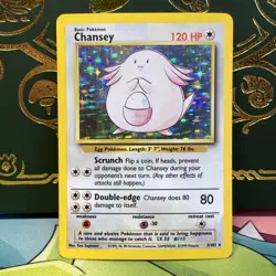 Pokemon TCG Chansey Base Set Holo Unlimited Rare Card 3/102 LP + - Image 1