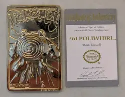 1999 Limited Edition Poliwhirl 23K Gold Plated Pokemon Trading Card - Image 1