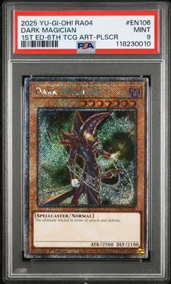 Dark Magician 6th Art Platinum Secret Rare Card RA04-EN106 PSA 9 - Image 1
