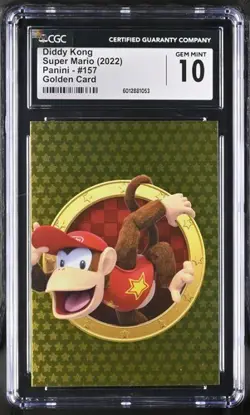 2022 Panini Super Mario #157 DIDDY KONG Golden Card CGC 10 Gem Mint - Image 1