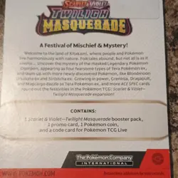 Pokemon TCG Twilight Masquerade Booster Pack Toxel Promo Coin Code Card - Image 2