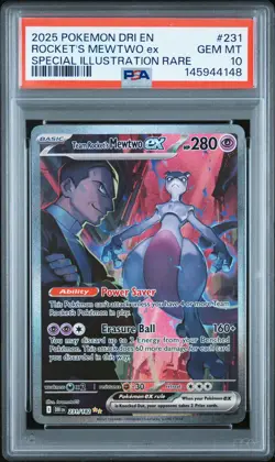 2025 POKEMON DRI EN-DESTINED RIVALS #231 TEAM ROCKET'S MEWTWO EX PSA 10 - Image 1