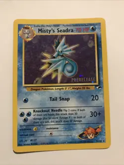 Misty's Seadra PRERELEASE Gym Heroes - Holo Rare 9/132 WOTC Card NM Pokemon TCG - Image 1
