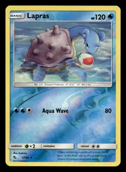 Lapras 17/68 Rare Hidden Fates Reverse Holo Pokemon NM - Image 1