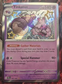 Tinkaton 167/091 Pokemon SV: Paldean Fates NM Baby Shiny English Holo 4212 - Image 1
