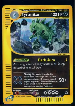 Pokemon EXPEDITION - #66/165 Tyranitar - Reverse Holo - ENG - Lightly Played - Image 1
