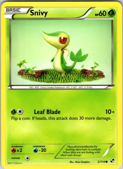Snivy (2) 2/114 Black and White Pokemon TCG LP Normal - Image 1