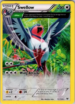Swellow (72 Delta) 72/108 XY - Roaring Skies Pokemon TCG MP - Image 1