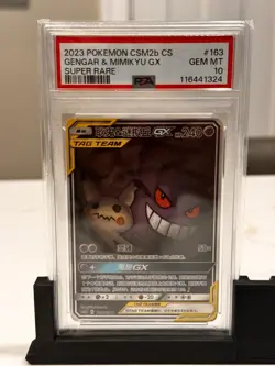 Pokemon Gengar & Mimikyu GX 163/CSM2b Super Rare TAG TEAM PSA 10 2023 - Image 1