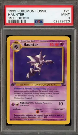 Pokemon Haunter Fossil 1st Edition NON Holo Rare #21 PSA 9 Mint - Image 1