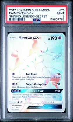 Pokemon Mewtwo GX (Secret) 76/73 Shining Legends Holo PSA 9 - Image 1