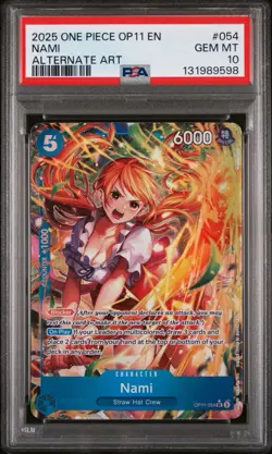 2025 ONE PIECE NAMI ALTERNATE ART #OP11-054 PSA 10 - Image 1