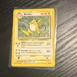 Pokemon Raichu 14/102 Base Set Holo Rare 1999-2000 Wizards English Card LP/MP - Image 1